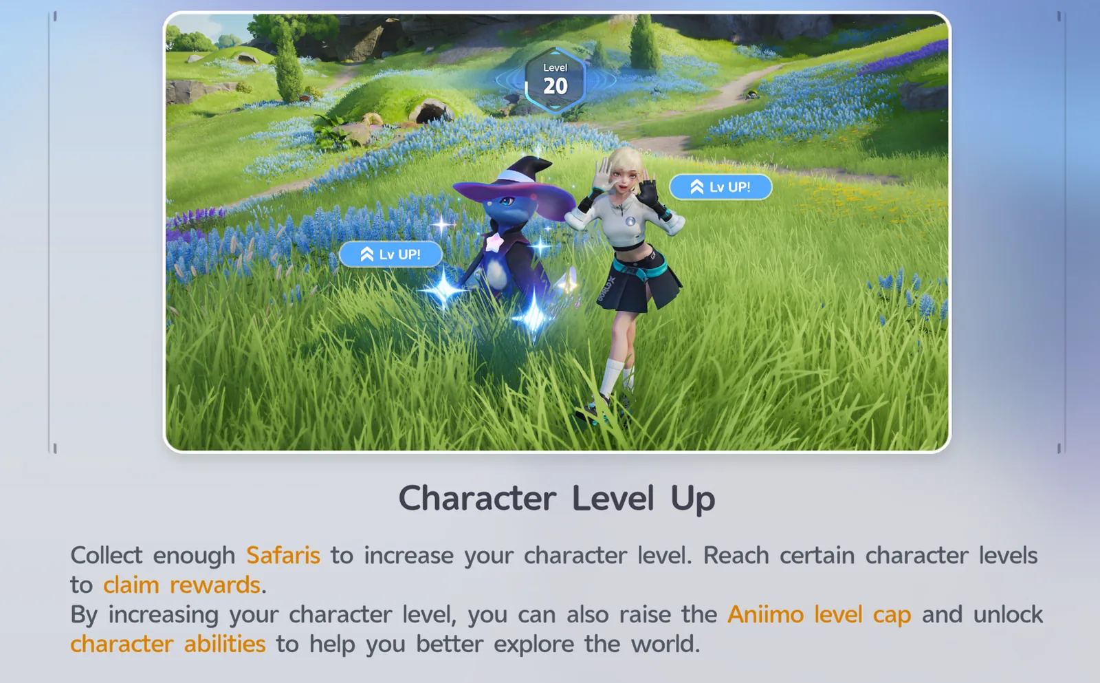 The in-game Character Level Up tutorial screen