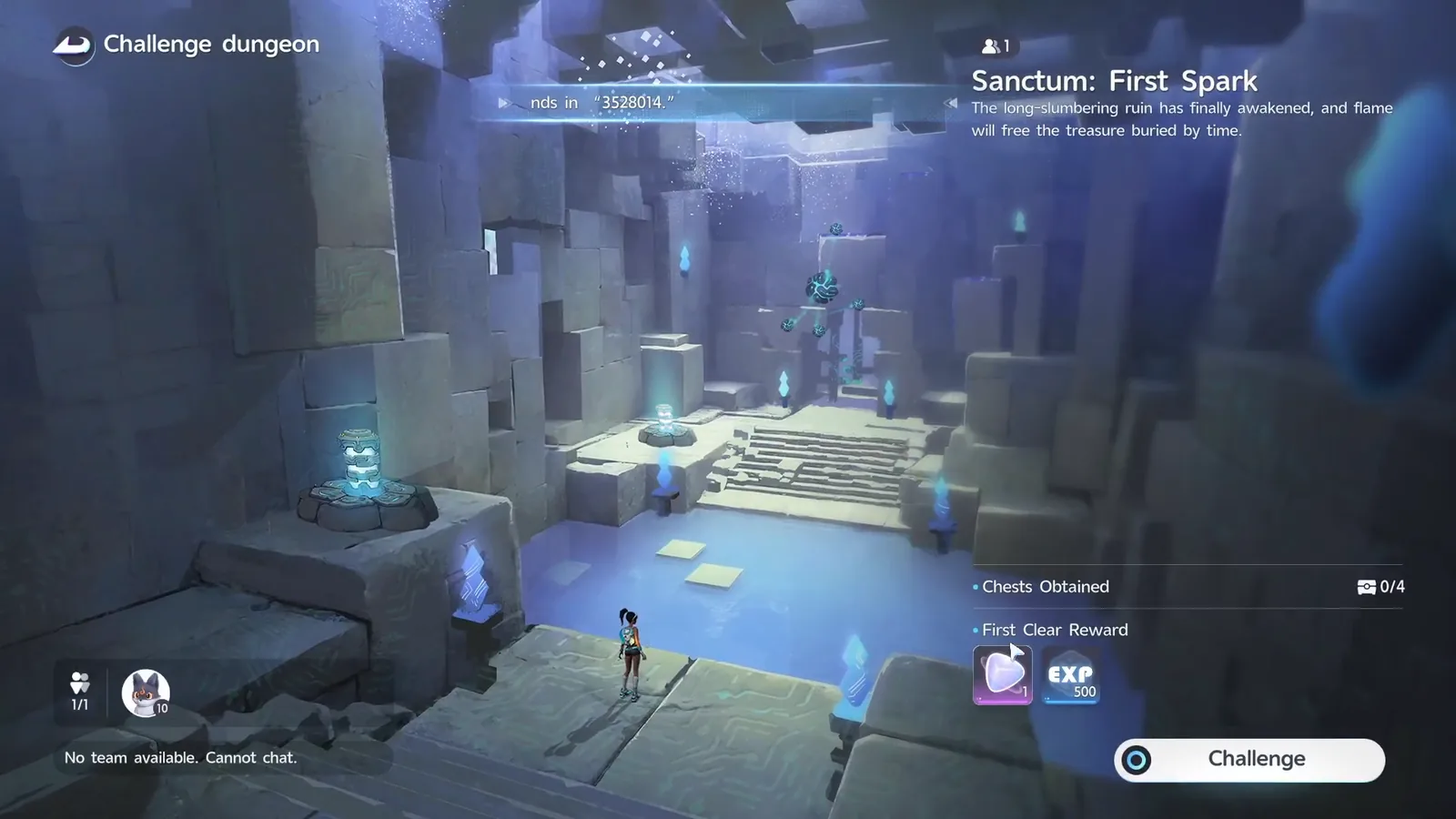 The Sanctum: First Spark entrance screen, showing its first clear reward