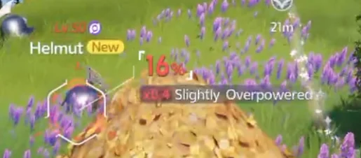 因等級不足而顯示「x0.4 Slightly Overpowered」捕捉率懲罰的捕捉畫面