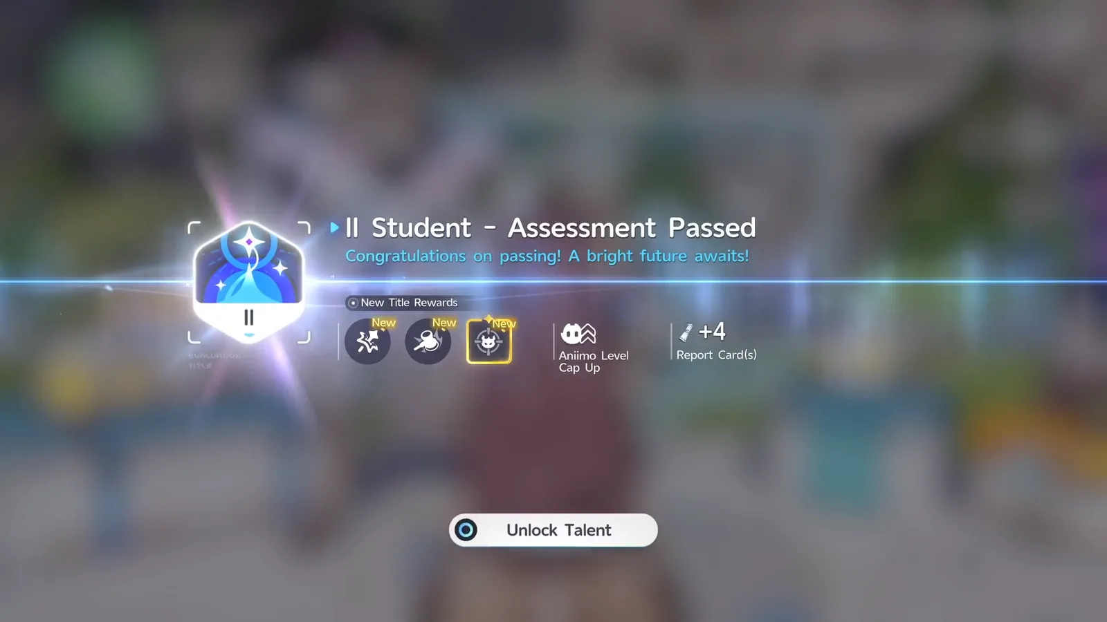 Der Bildschirm „II Student - Assessment Passed“