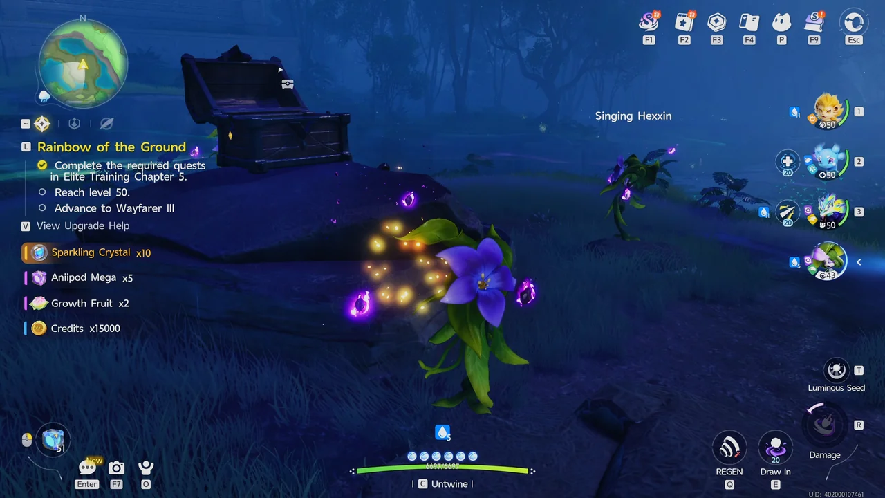 Um pop-up de recompensa de Gold Chest listando créditos x15000 junto com outros materiais