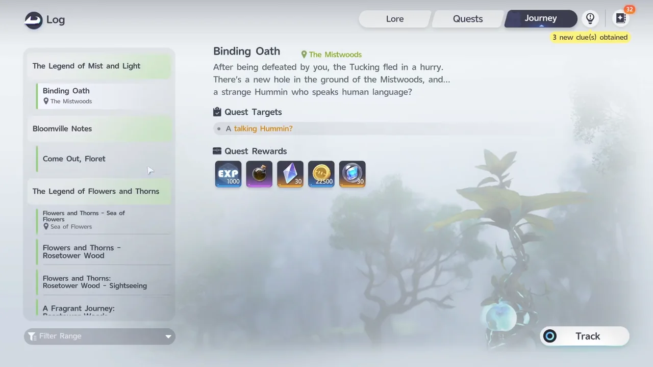 หน้าจอ Journey Quest Binding Oath