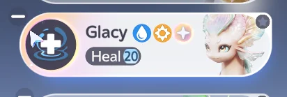 Glacy in the party list with the Heal role tag