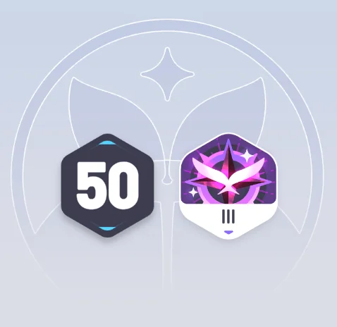 The promotion screen showing character level 50 next to the III Wayfarer title badge