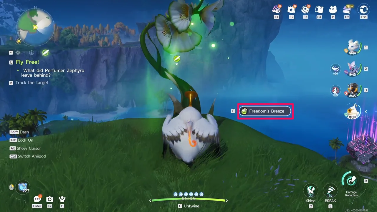 Picking up Freedom's Breeze from the glowing flower
