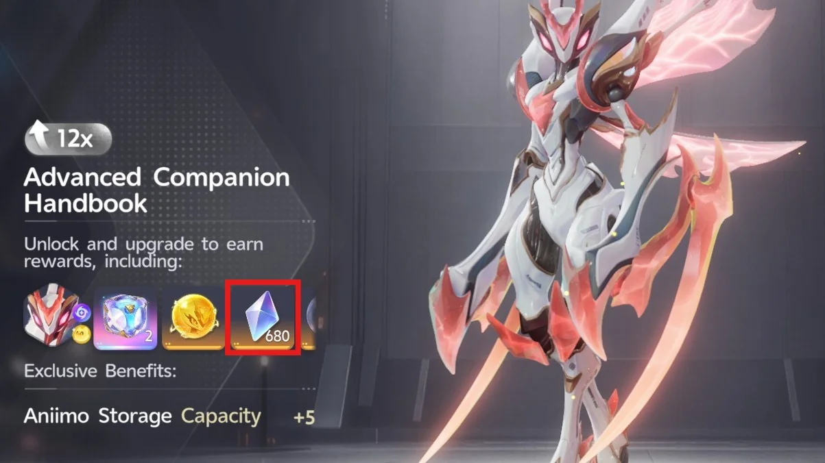 The Advanced Companion Handbook reward preview, with 680 Glimmer highlighted