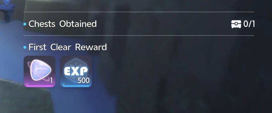 The First Clear Reward of Sanctum: Stonebound Sword, showing Lumin Amber x1 and 500 EXP