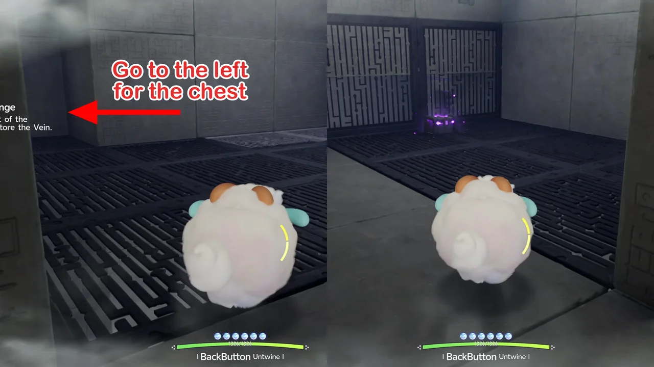 Going left from the opened pathway to reach Chest 4