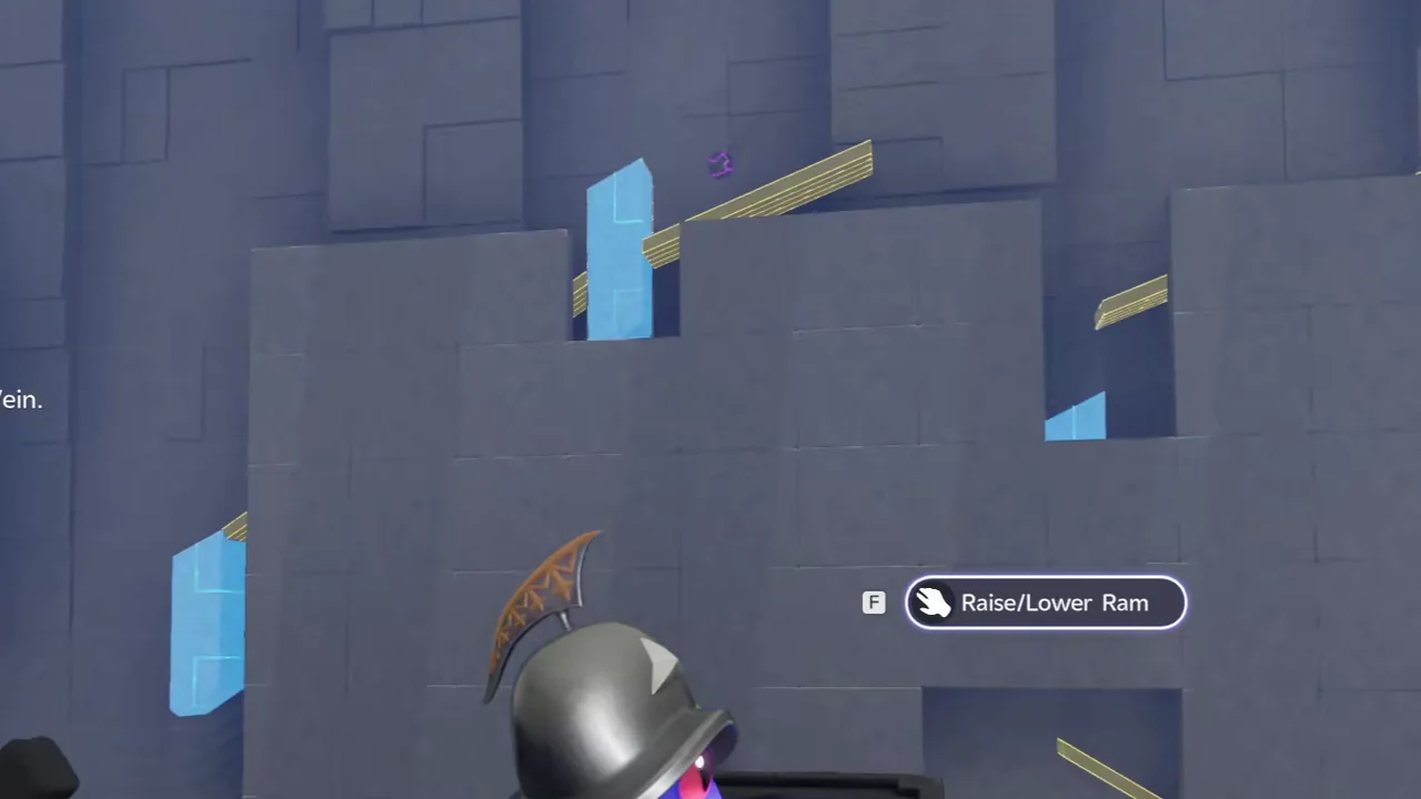 The ball on the left track, with the Raise/Lower Ram prompt showing