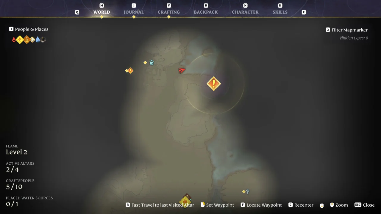 El mapa del mundo ampliado sobre el marcador de la misión Ilumina la noche, con el icono de Fuerte Kelvin justo al oeste del marcador