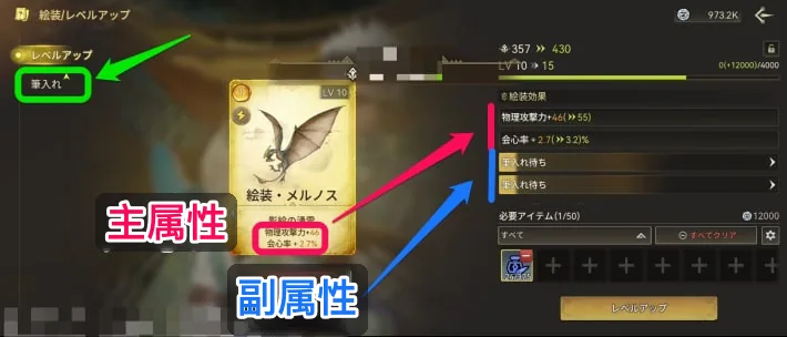 主属性与副属性的显示位置