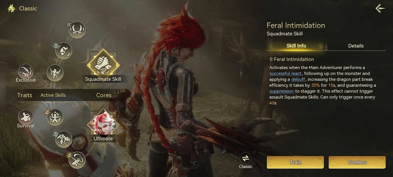 Keres's Squadmate Skill, Feral Intimidation, which activates on a successful React